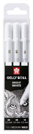 Sakura Estuche de 3 stylos gel blanc brillant (fin/moyen/gros)
